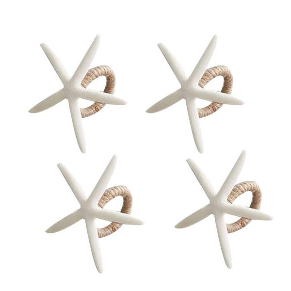 

napkin rings set of 4, sea star ring for starfish serviette tables, wedding, birthday, banquet, christmas