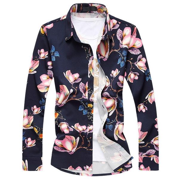 

hawaiian beach casual floral shirts for 2021 autumn spring clothes men's long sleeves oversized 5xl 6xl 7xl, White;black