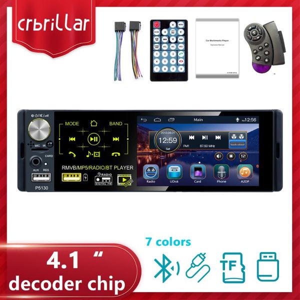 

4.1"car radio 1din touch screen bluetooth autoradio rds usb aux mp5 video player mp3 auto audio stereo support microphone fm car