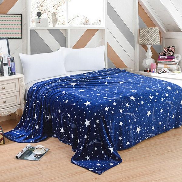 

blankets quality blanket super fleece soft warm solid micro plush flannel star throw rug sofa bedding bedspread winter #y1