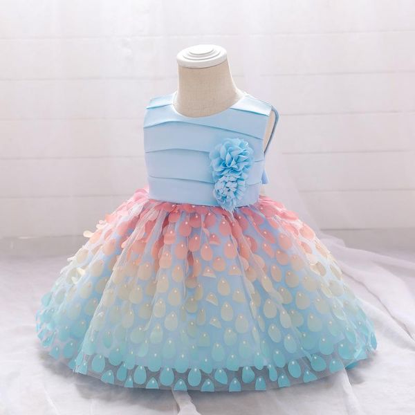 

girl's dresses 3m-3t infants lace 1 year birthday princess costume party wedding for baby girls color fish scales christening clothes, Red;yellow