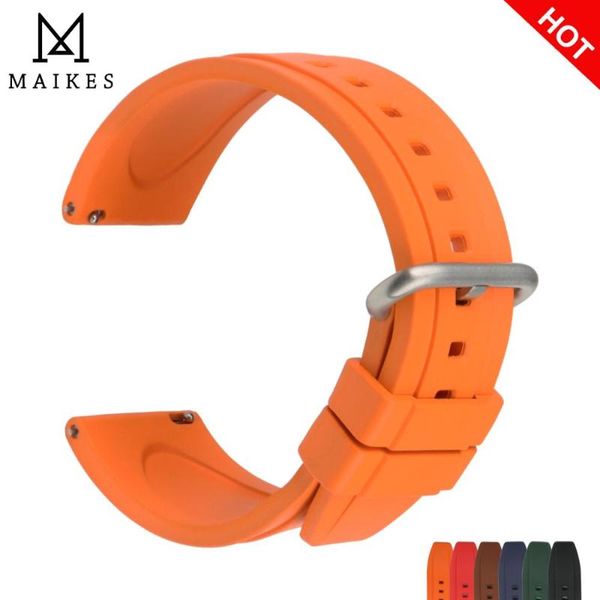 

watch bands maikes fast 20mm 22mm orange fluorine rubber strap men women quick release spring bar sport waterproof watchband, Black;brown