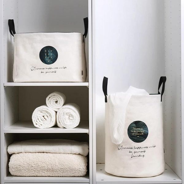 

laundry storage & organization white household canvas foldable dirty clothes basket large capacity portable bags with drawstring