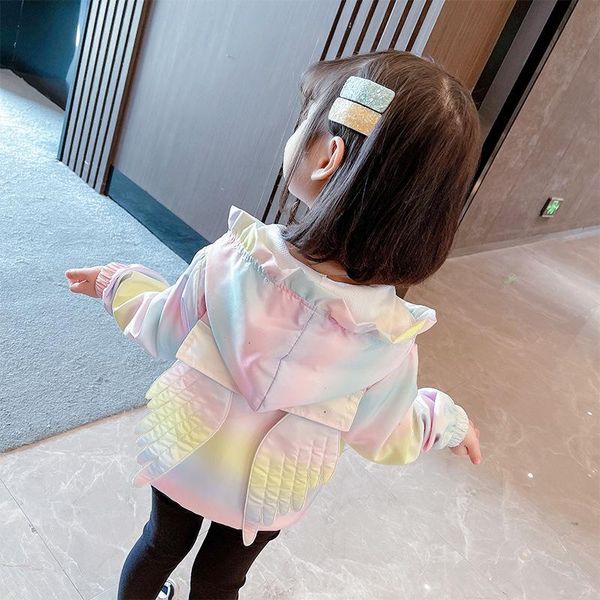 

jackets melario spring summer autumn girls fashion thin flower hooded jacket baby kids children sweet coat rainbow wings, Blue;gray