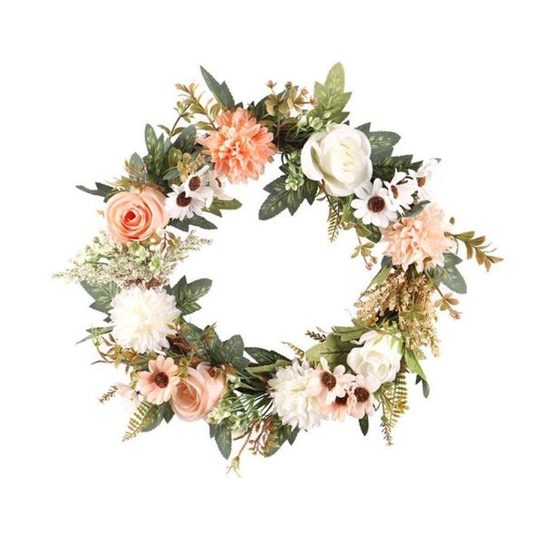 

realistic autumn begonia rose wreath christmas garland porch wall door decoration festive wedding decorative flowers & wreaths