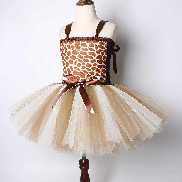 Bonito da criança menina girafa drcartoon animal desempenho traje conjunto para crianças trajes de halloween meninas vestidos tutu de natal