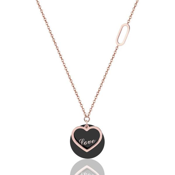 

arrival love letters in black circle above hollow heart woman pendant necklace stainless steel gift of lover necklaces, Silver