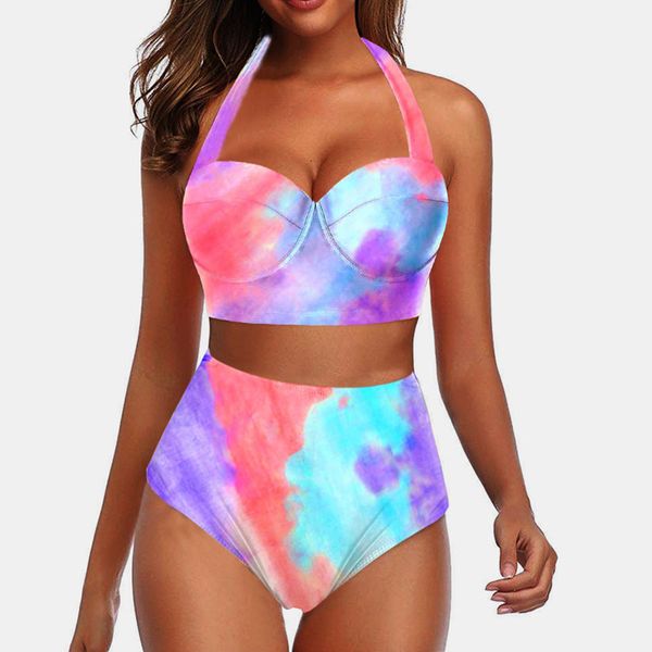 

high 2021 split waist printed bikini gradient dot swimsuit, White;black