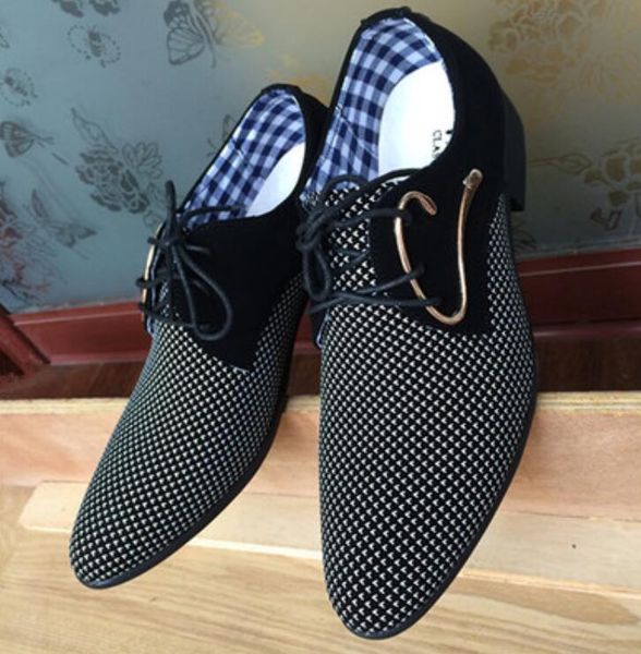 

dress shoes men's suit italian style wedding breathable casual derby man canvas leather zapatos hombre vestir, Black