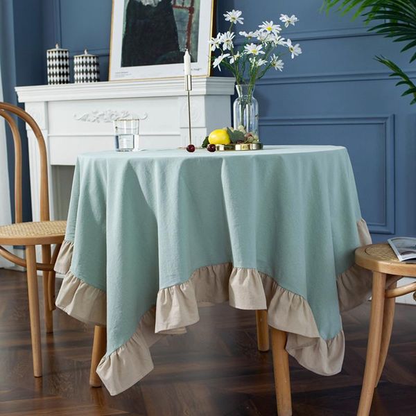 

table cloth european retro-colored lotus leaf side party decoration cover dining kitchen decor round cotton tablecloth