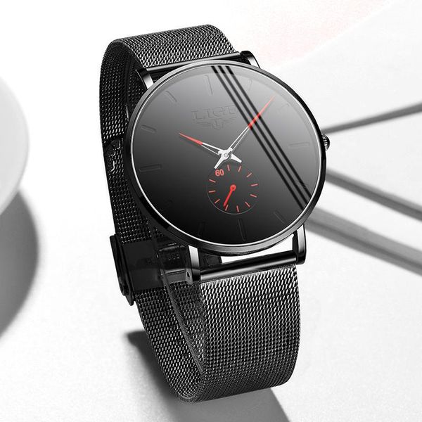 

casual thin dial mens watches watch for man mesh belt quartz clock male waterproof sport watches+box wristwatches, Slivery;brown
