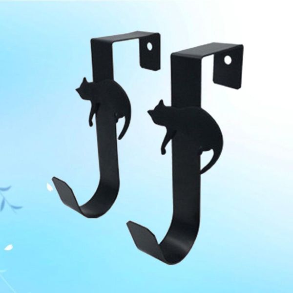 

hooks & rails 2pcs multi-function traceless animal over the door hangers kitty hanging hook cat metal (random pattern)