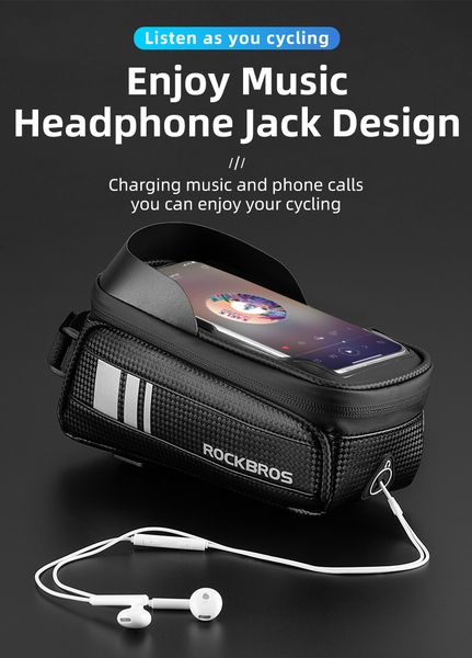 

bicycle bag waterproof touch screen cycling front tube frame 6.5 phone case bike accessories