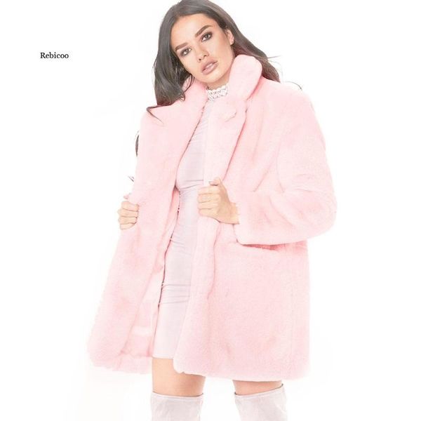 

women's fur & faux coat mid-length loose fluffy soft, Black