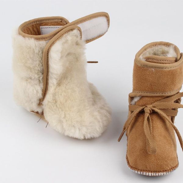 

first walkers winter sheep leather and fur baby boots boys girls wool shoes soft sole foot socks