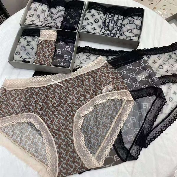 

rie net red underwear women's trendy screen trendy box women's underwear full lace high-grade printing alluring lace bow, Red;black