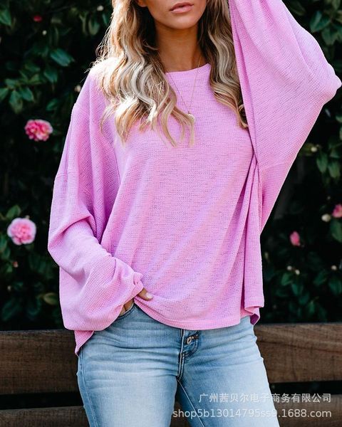 

women's blouses & shirts women pullover blouse rose red casual batwing full sleeve loose fashion o neck autumn, White