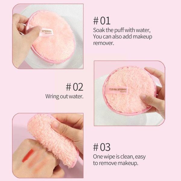 

sponges, applicators & cotton 3 pink multi-function cleaning puff makeup remover double-sided soft cleansing puffs rounds pads reusable wash