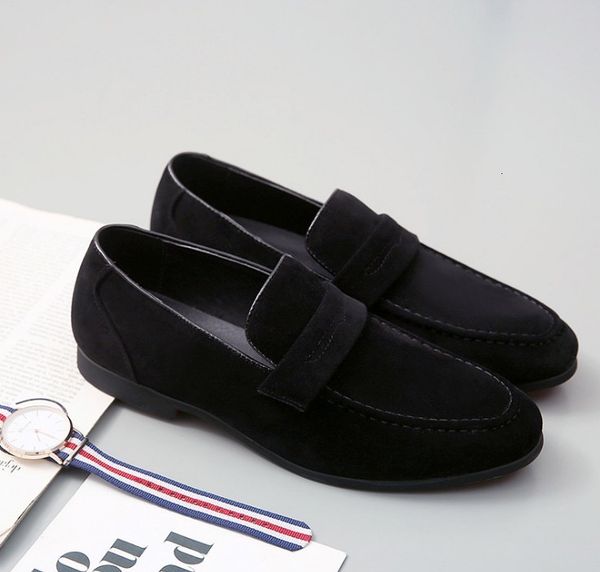 

dress shoes mens suede loafer big size official gentle travel walk shoe casual comfort breath for men zy869, Black