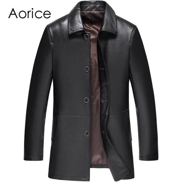 

men's jackets aorice mt815 men 2021 fashion sheep leather solidcolor with turn-down collar fall winter warm casual outwear, Black;brown