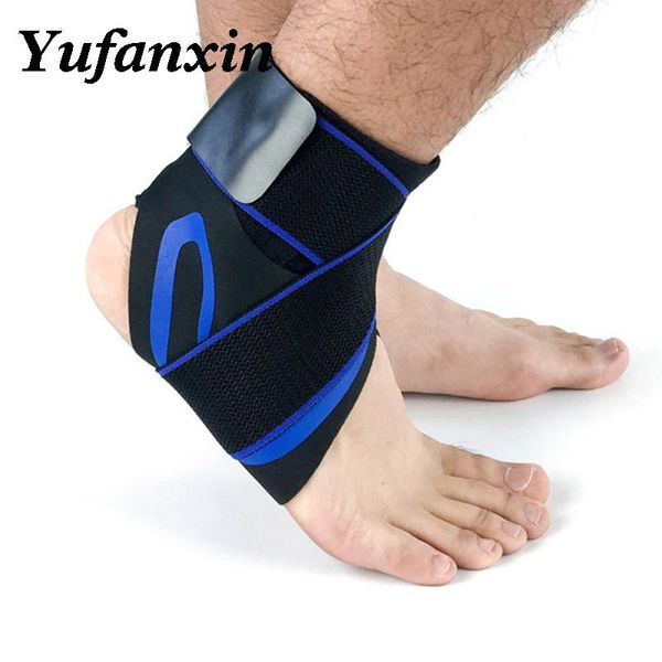 

ankle protector sports support elastic brace guard foot gear elasticity adjustment, Blue;black