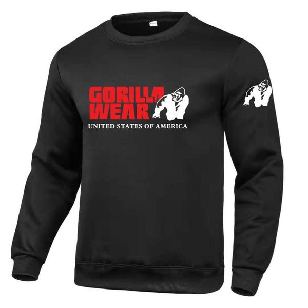 

men's hoodies & sweatshirts 2021 brand gorilla wearing spliced hoodie men fall casual long sleeve sweatshirt winter warm hoodi, Black