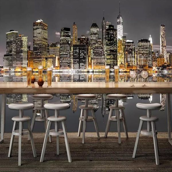 

wallpapers drop custom po wallpaper murals 3d city building night view large wall painting decor mural de parede