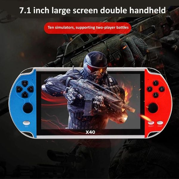 

portable game players video 7.1 inch lcd double rocker handheld retro console mp4 player tf card for gba/nes 3000 games