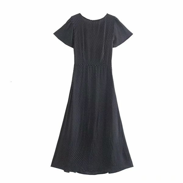 

casual dresses 2021 summer style french hepburn ed in open cut design polka dot long for women, Black;gray