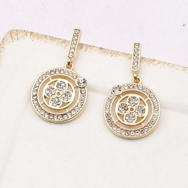 

2color 18k gold plated retro v brand designer letters stud earrings geometric pierced creativity women rhinestone earring wedding party jewe, Golden;silver