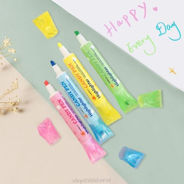 

highlighters 6 pcs creative candy highlighter fluorescent maker pen cartoon sweeties for kid drawing je22 21 dropship, Black;red
