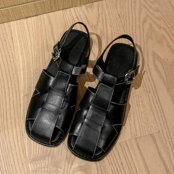

sandals fashion heels 2021 summer est women vintage thick low pumps wedding office lady shoes woman, Black