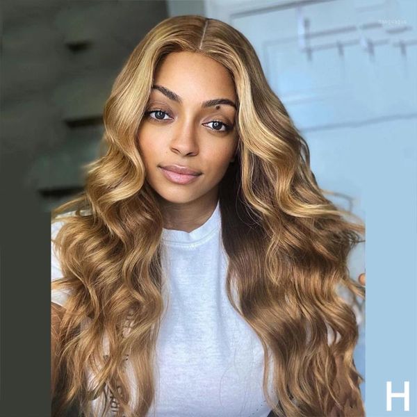 

malaysia highlight honey blonde silk wavy lace front human hair wigs with baby 360 frontal headband full wig pleplucked1, Black;brown