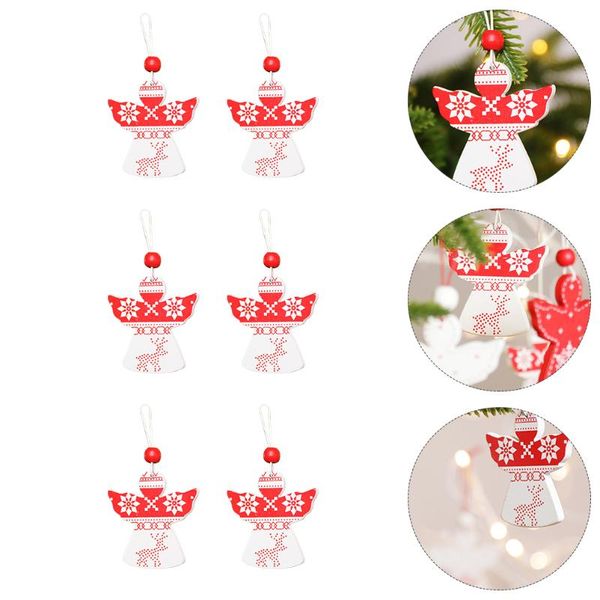 

christmas decorations 12pcs tree pendants wooden angel doll party supplies