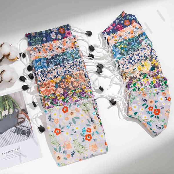 

cotton three layer dust proof mask, sunscreen and sunshade printing decorative life with mask bag