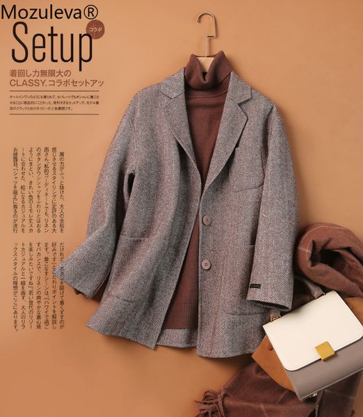 

handmade wool coat women autumn and winter japanese casual fur women's wear 210427, Black