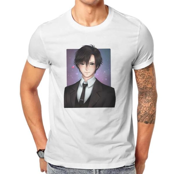 

men's t-shirts jumin round collar tshirt mystic messenger mc otome game fabric classic t shirt men clothes design oversized, White;black
