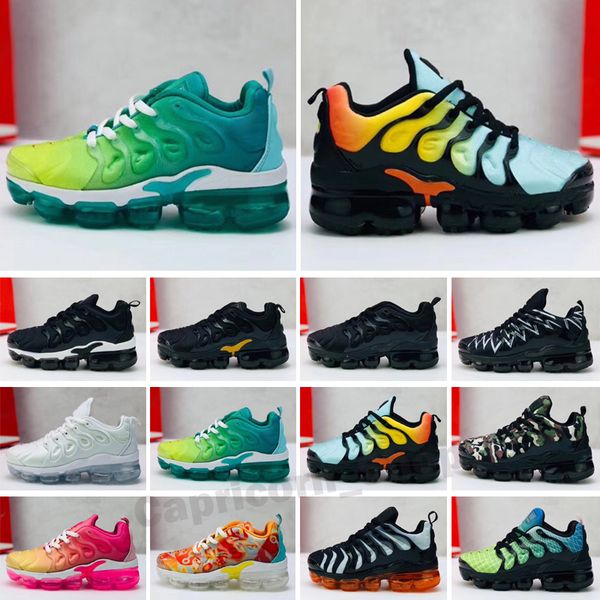 

cushion plus tn kids shoes boys girls running sneakers brand bleached aqua bumblebee lemon lime baby trainers size 24-35, Black