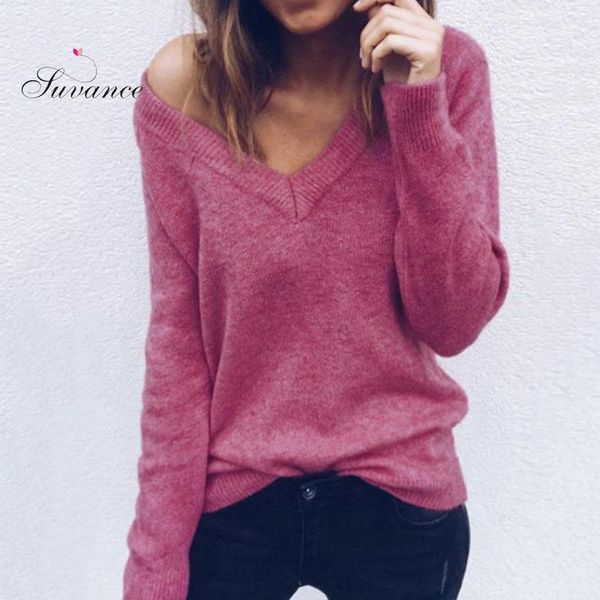 

women's sweaters autumn winter casual knitted v neck 6 solid color backless basic pullover jl-mmy002, White;black