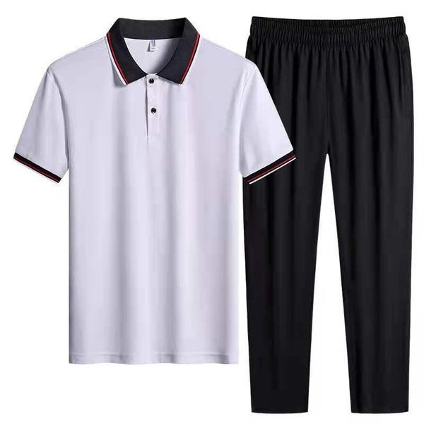 

men's tracksuits two pieces tracksuit summer breathable thin short sleeve shirts and long pants set casual sportswear, Gray