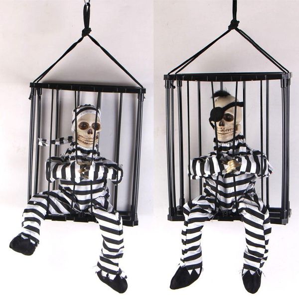 

party masks halloween haunted house horror props trick toys infrared induction luminescence sound cage dead prisoner prison hanging ghost