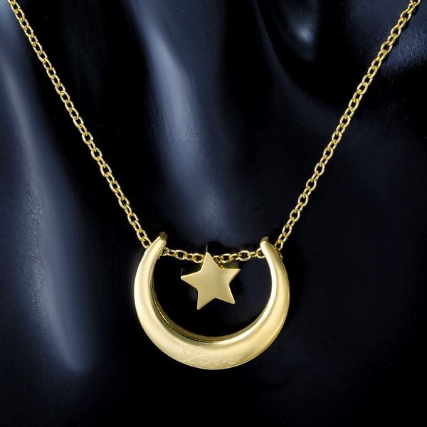 

chains moon star pendants chain necklace for women jewelry stainless steel collar choker female collier bijou accessories, Silver