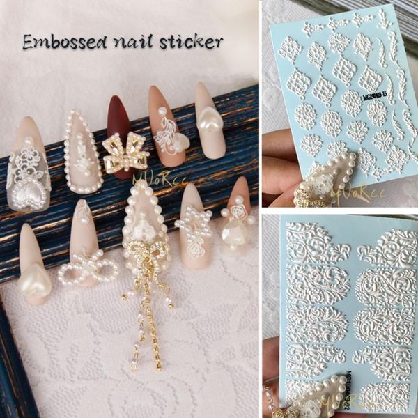 

3pcs white lace nail art foils set transfer sticker paper diy manicure decoration accessories sntz9 decorations, Silver;gold