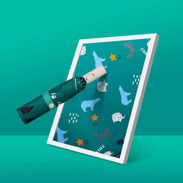 

umbrellas portable sun umbrella fully automatic folding wind resistant ladies parasol cartoon silver coating travel gift idea a6a