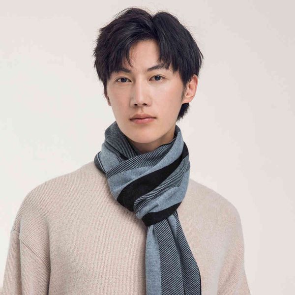 

scarf autumn and winter scarf ins give boyfriend student scarf gift box pack neck protection warm versatile to dad, Blue;gray