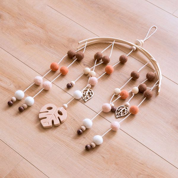 

Baby Mobile Felt Balls Wind Chimes Bell Toys For Kids Wool Soother Crib Hanging Rattle Nursery Decor Baby Toy