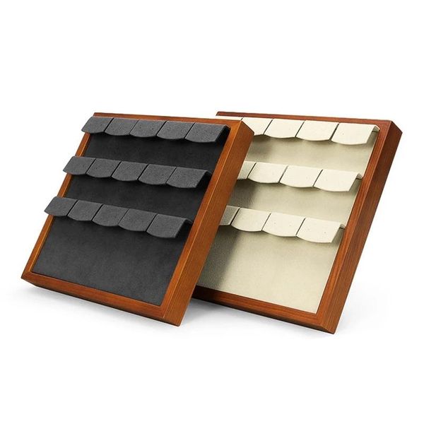 

jewelry pouches, bags earring display stand tray ear stud holder rack storage case solid wood shelf, Pink;blue