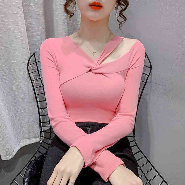 

women's blouses & shirts spring knitted blouse women black white or pink off the shoulder long sleeve body shirt woman streetwear