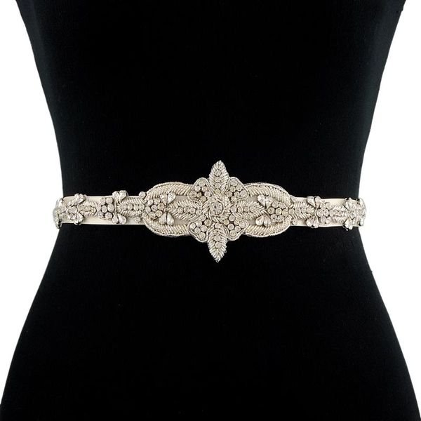 

wedding sashes trixy s374 luxury rhinestones belt bridal silver silk beaded royal medal craft diamond, White