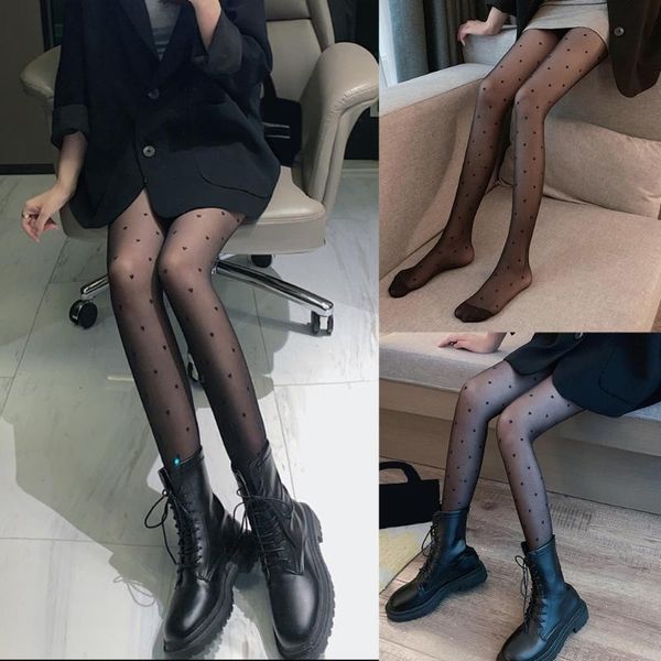 

socks & hosiery q6pb women sweet heart print patterned silky pantyhose seamless see-through mesh stretch tights japanese lolita summer stock, Black;white